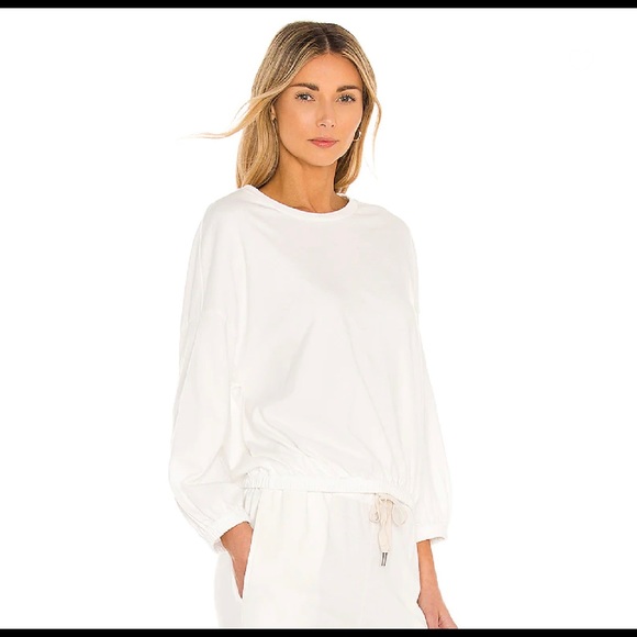 NSF Annelise Shirred Hem Bubble Top in White XS - Picture 2 of 9